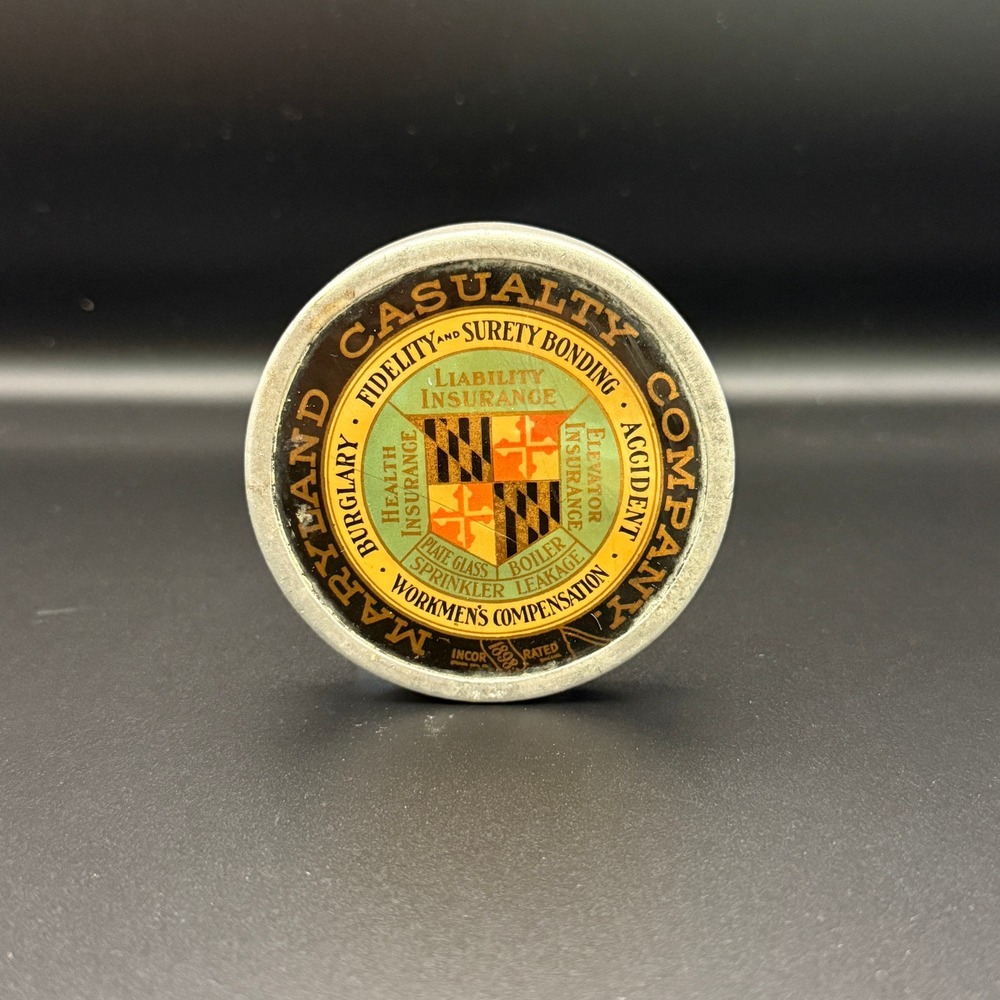 Vintage Maryland Casualty Company Insurance Paperweight Medallion 1898 Corporate